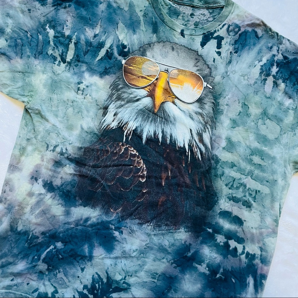 Chemistry Tie Dye Eagle With Sunglasses Graphic Tee Shirt Top Unisex Size 2XL